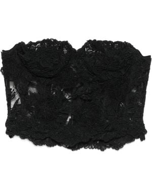 Ermanno Scervino Lace-Embroidered Strapless Top - Black