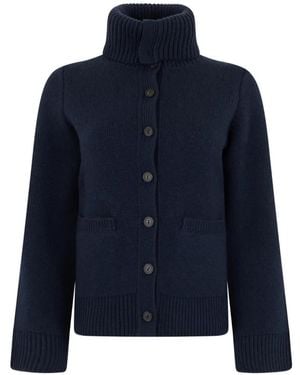 Vince Ribbed-Trim Button-Up Cardigan - Blue