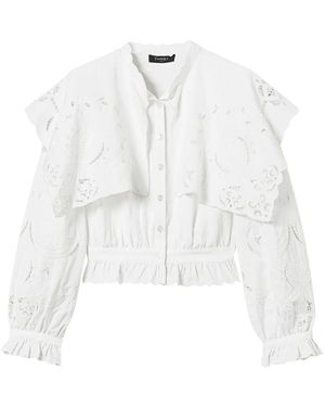 Twinset Chemise En Lin Mélangés - White