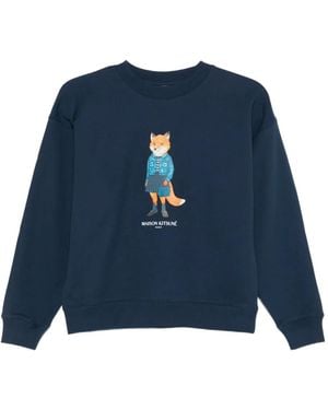 Maison Kitsuné Sweater Met Print - Blauw