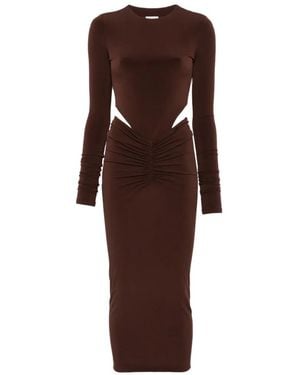 ANDAMANE Heloise Cut-Out Ruched Midi Dress - Brown