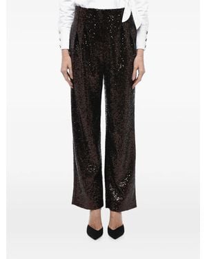 In the mood for love Clyde Sequin-Embellished Wide-Leg Trousers - Black
