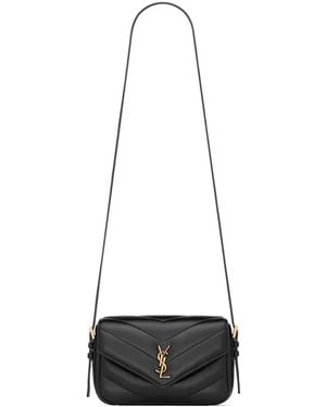Saint Laurent Sac À Bandoulière Loulou Toy En Cuir D'Agneau Matelassé - Noir