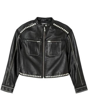 RE/DONE Stud-Embellished Biker Jacket - Black