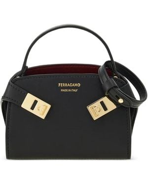 Ferragamo Mini Hug Top Handle Bag Charm - Black