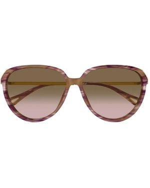 Chloé Geometric-Frame Sunglasses - Brown