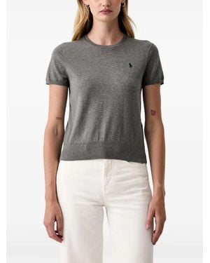 Polo Ralph Lauren T-Shirt En Maille À Logo Brodé - Grey
