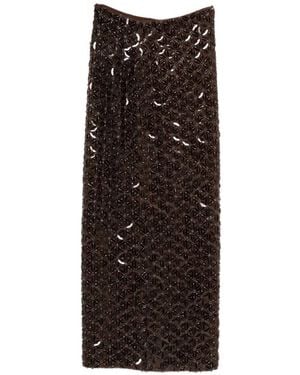 P.A.R.O.S.H. Sequin-Embellished Maxi Skirt - Brown