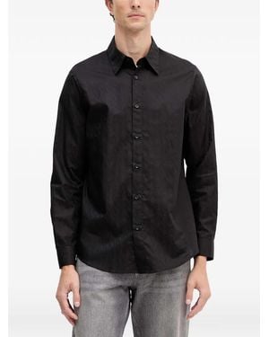 ARMANI EXCHANGE Patterned Buttoned Shirt - Black