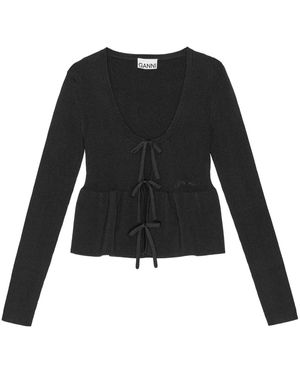 Ganni Ribbed Cardigan - Black