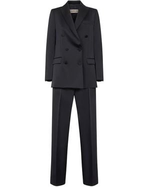 Blanca Vita Double-Breasted Peak-Lapel Suit - Black