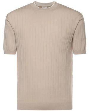 Eleventy Cotton Ribbed T-Shirt - Natural