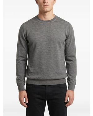 Brunello Cucinelli Crew-Neck Triangular-Stitch Sweater - Gray