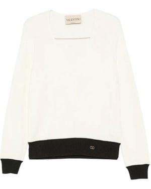 Valentino Garavani Vlogo Signature V-Neck Jumper - White