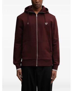 Fred Perry Logo-Embroidered Zip-Up Hoodie - Purple