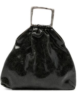 AUTENTICA 504 Mittelgroße Delia Clutch Mit Knitteroptik - Schwarz