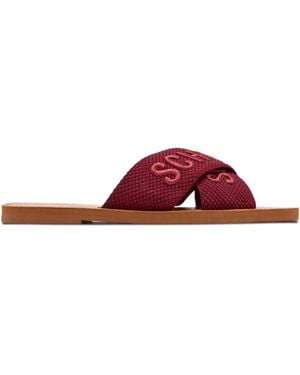 SCHUTZ SHOES Logo-Embroidered Cross-Strap Sandals