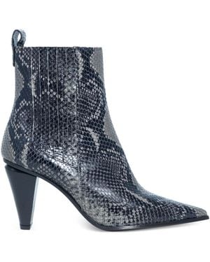 Roberto Festa Nova Python-Print Ankle Boots - Blue
