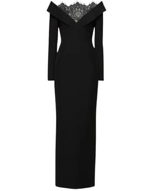 Roland Mouret Lace-Insert Column Gown - Black