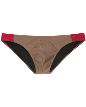 Amir Slama Low-Rise Two-Tone Swim Briefs - Brown