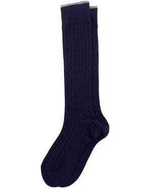 Brunello Cucinelli Ribbed Knee-High Socks - Blue