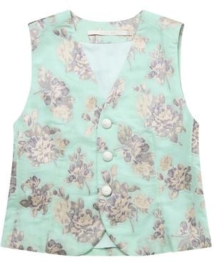 Renli Su Gilet A Fiori Jacquard - Blu
