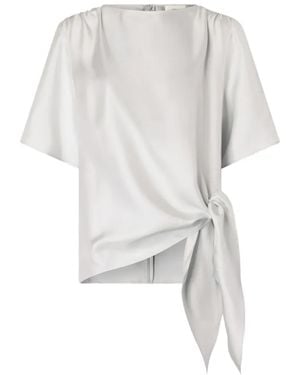 Loulou de Saison Mano Gathered Knot Silk Top - White