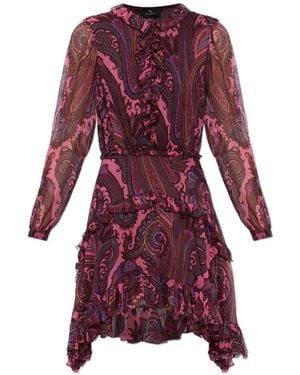 Etro Paisley-Print Asymmetric-Hem Mini Dress - Purple