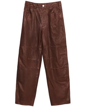 Bimba Y Lola Washed Leather 5-Pocket Trousers - Brown