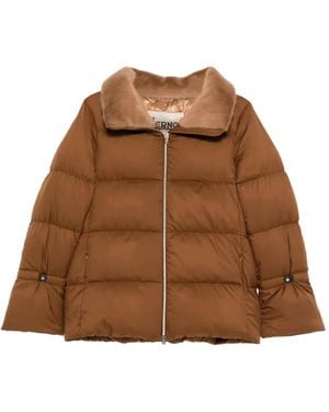 Herno Quilted Fur-Trimmed Jacket - Brown