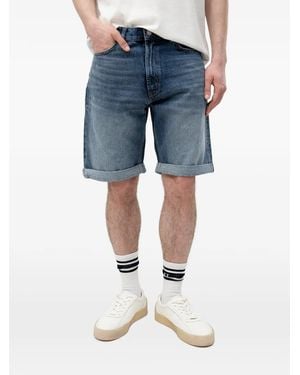HUGO Logo-Patch Turn-Up Shorts - Blue