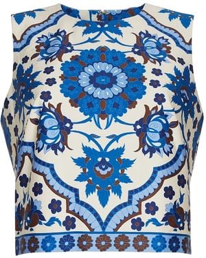 Cara Cara Floral-Print Sleeveless Top - Blue