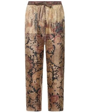 Pierre Louis Mascia Floral-Print Silk Trousers - Natural
