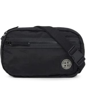 Stone Island Compact Zip Bag With Adjustable Belt - Black