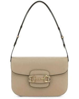 Gucci Medium Horsebit 1955 Leather Shoulder Bag - White