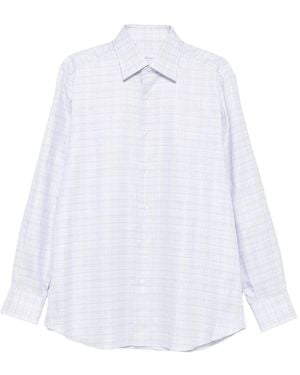 Brioni Checked Long-Sleeved Shirt - White