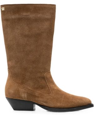 Sandro Bottines En Daim À Bout Pointu - Marron