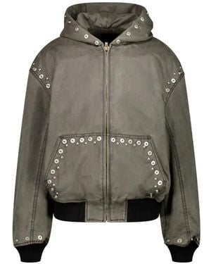 we11done Studded Hooded Jacket - Gray