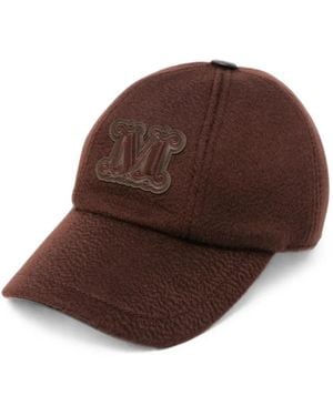 Max Mara Logo-Patch Cashmere Baseball Cap - Brown