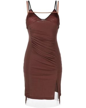 Helmut Lang Draped Front-Slit Mini Dress - Purple