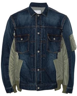 Sacai Patchwork Denim Jacket - Blue