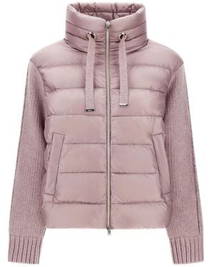 Herno Quilted Knitted-Sleeve Jacket - Pink