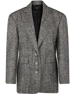 Rabanne Herringbone-Pattern Wool Blazer - Black