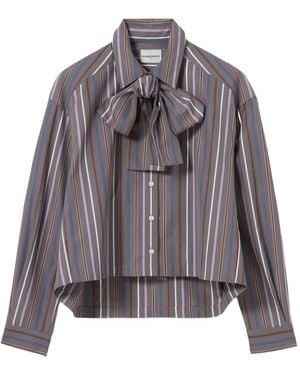 Claudie Pierlot Striped Bow-Tie Shirt - Grey