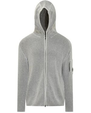 C.P. Company Hooded ribbed cardigan - Grau