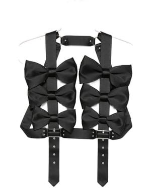 Noir Kei Ninomiya Bow-Embellishment Buckle-Fastening Top - Black