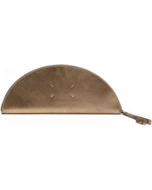 Maison Margiela Big Halfmoon Metallic Leather Pouch Bags - Brown