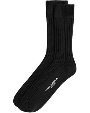 Dolce & Gabbana Ribbed Cotton Socks - Black