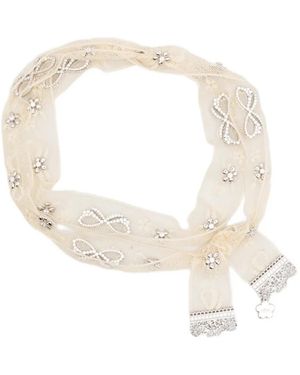 ShuShu/Tong Collar De Encaje Con Detalles De Cristal De X Yvmin - Blanco