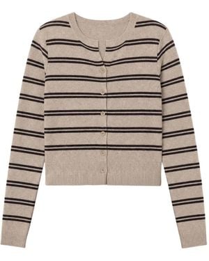 Reformation Clara Striped Cashmere Cardigan - White